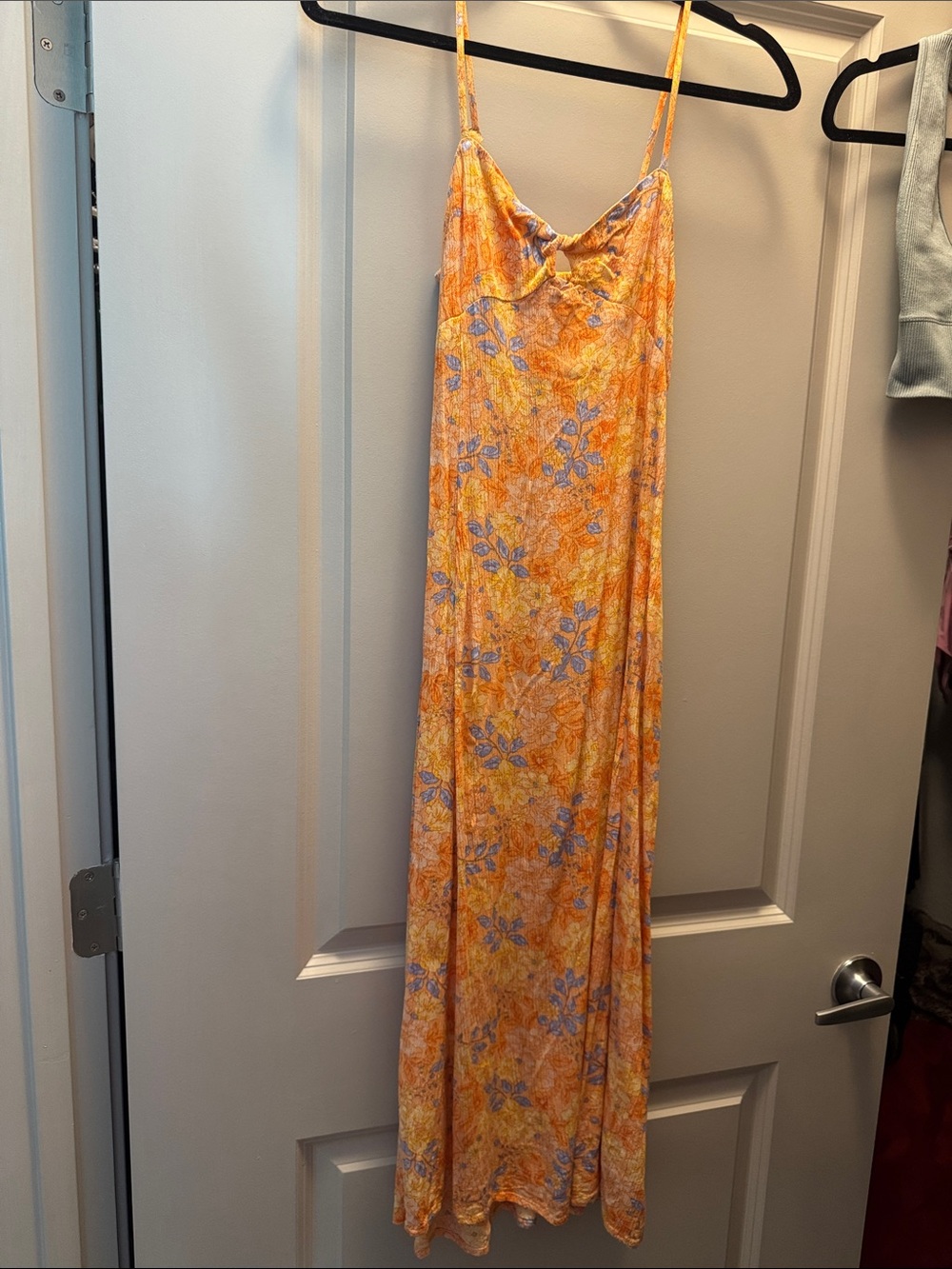 Billabong Orange Floral Slip Dress with Light Blue Accents
